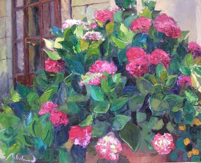 &quot;Tu paso aviva las flores&quot;, óleo s / t, 65 x 81 cm.